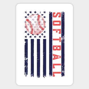 Softball American Flag Magnet